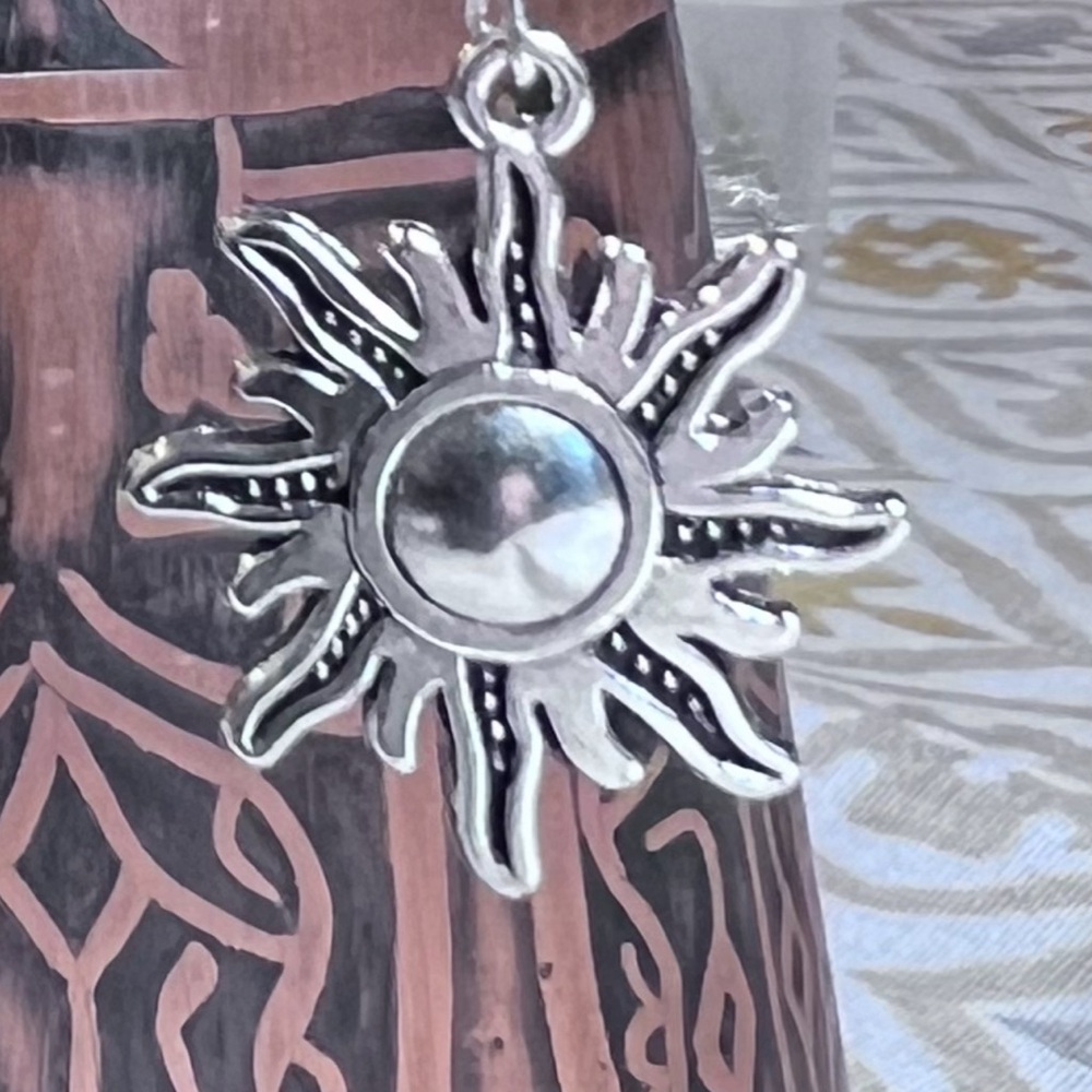 NWOT - Silver Sunburst Earrings with Pearl Accents